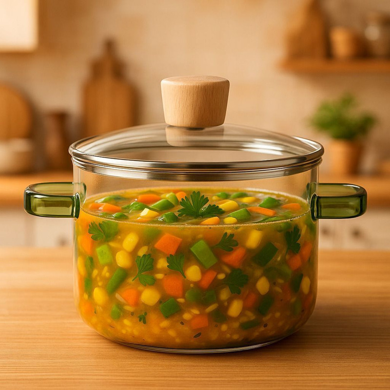 papita Stovetop Cooking Pot,Heat Resistant Serveware Mixing Pot,Glass Serving Bowl Cook and Serve Casserole(1.2 ml)