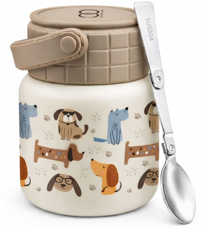 ONE AND ONLY Vacuum Insulated Stainless Steel Food Jar with Leakproof Lid, Spoon & Handle Thermoware Casserole(450 ml)