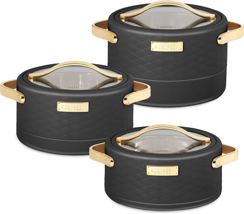 Jaypee Plus Luxura Klass Stainless Steel Thermoware Serving Casserole Set with Lockable Lid Pack of 3 Serve Casserole Set(1500 ml, 2000 ml, 2500 ml)