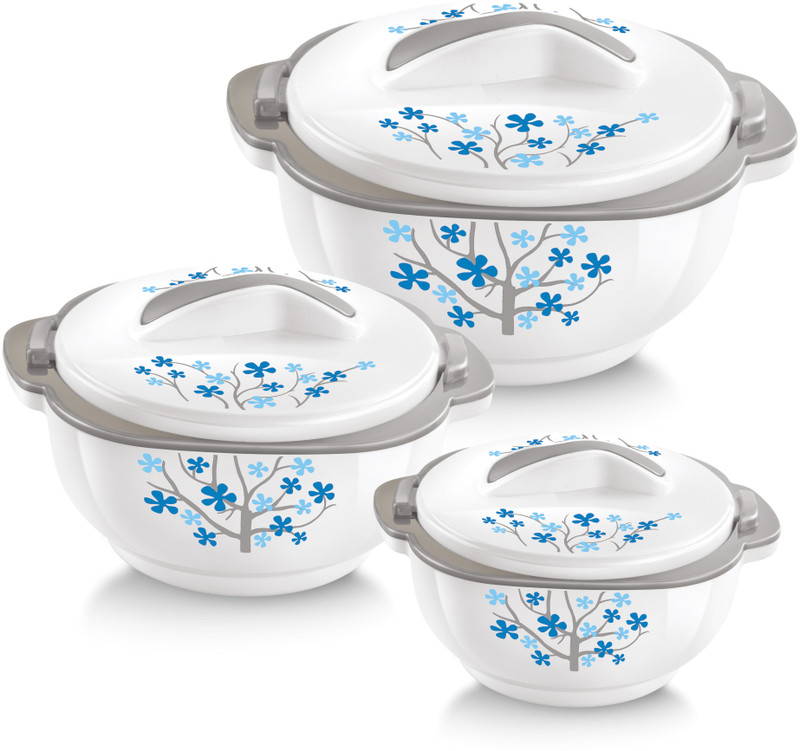 Flipkart SmartBuy Dlx Spectra Blue Colour Insulated Inner Stainless Steel Pack of 3 Thermoware Casserole Set(600 ml, 1200 ml, 1800 ml)
