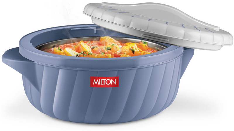 MILTON Flora 1500 Insulated Inner Steel Casserole for Roti, 1.25 Litre, Stone Blue Serve Casserole(1250 ml)