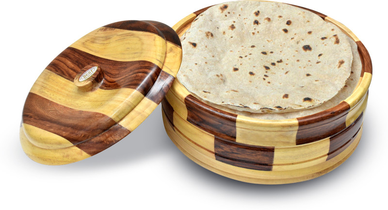AM CRAFTS Wooden Chapati Box For Kitchen and Dining Table Hotpot/Hotcase Chapati Roti Box Serve Casserole(1900 ml)