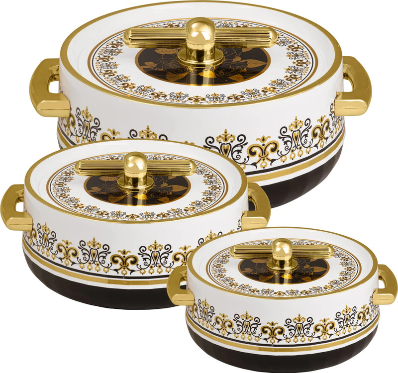 Selvel SELVEL-Elegance Royal Inner Steel Casserole Set of 3 (1700ml, 1200ml, 600ml) Thermoware Casserole Set(1700 ml, 1200 ml, 600 ml)
