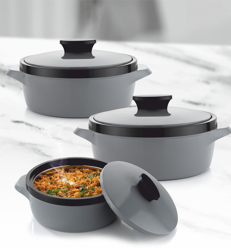 Flipkart SmartBuy NEW CASSEROLE SET COMES WITH 3 DIFFERENT CAPACITY FOR EVERYDAY USE AT HOME Pack of 3 Thermoware Casserole Set(1750 ml, 1050 ml, 550 ml)