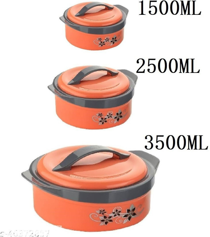 HASHONE Inner Steel Casserole Hot Box/Casserole For Roti | PU Insulated | BPA free Pack of 3 Thermoware Casserole(1500 ml, 2500 ml, 3500 ml)