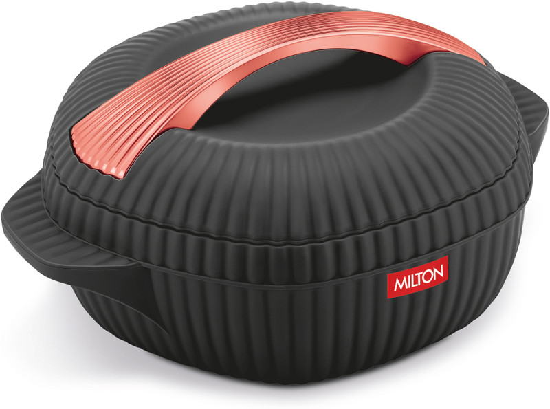MILTON Oyster 2500 PU Insulated Inner Stainless Steel Casserole 2190ml, Black, BPA Free Serve Casserole(2190 ml)