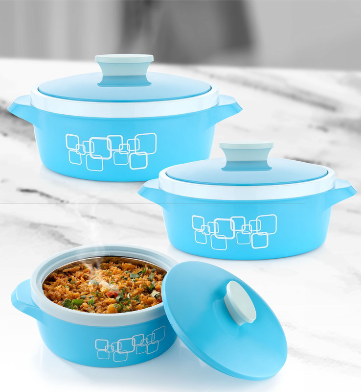 NARIYA ISI CERTIFIED STEEL CASSEROLE COMES WITH LARGE CAPACITY FOR DAILY USE AT HOME Thermoware Casserole Set(1750 ml)