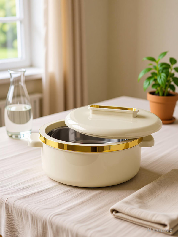 MILTON Curve 2500 Inner Stainless Steel Casserole , Easy to Store, Roti, Curd Maker Serve Casserole(2500 ml)