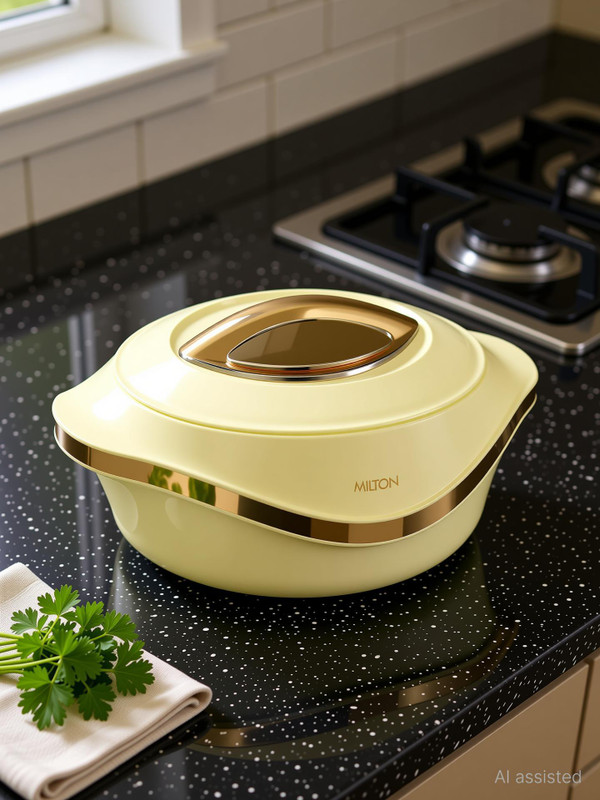 MILTON Pearl 2500 Inner Stainless Steel Casserole, 2.1 Litres, Ivory Serve Casserole(2100 ml)