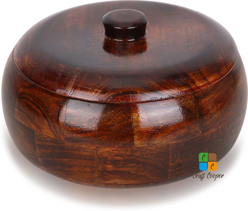 Craft Cooper Handicrafts Wooden Casserole| Chapati Box| Chapati Box for Kitchen Cook and Serve Casserole(200 ml)