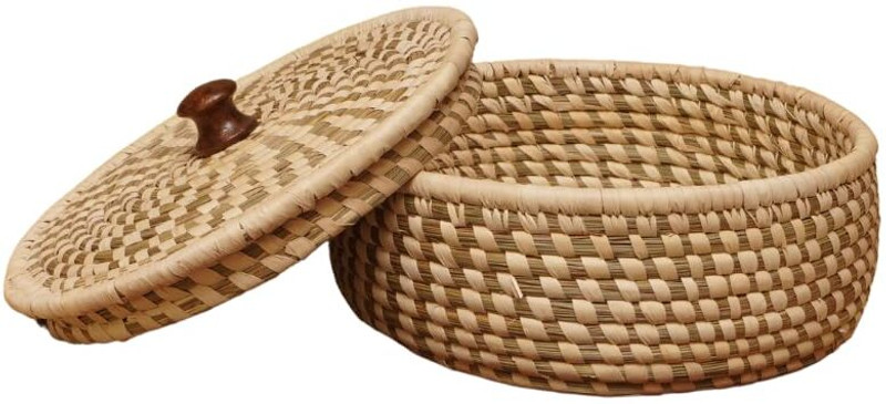 BHARTIYE PRODUCTS Handmade Sabai Grass Roti Box with Lid Serve Casserole(1500 ml)