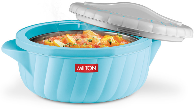 MILTON Flora 2500 Insulated Inner Steel Casserole for Roti, 2.35 Litre, Cyan Blue Serve Casserole(2350 ml)