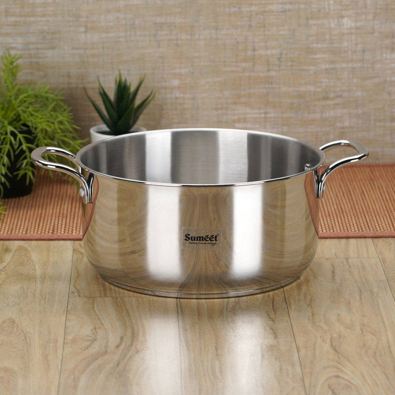 Sumeet Stainless Steel Induction Bottom Casserole 6 LTR, 27 cm Dia, Silver Cook and Serve Casserole(6000 ml)
