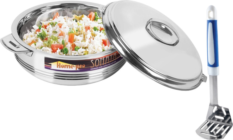 Home-pro Sonata Casserole & Potato Masher | Ideal for Serving Sabji / Rice / Dal / Snack Pack of 2 Serve Casserole Set(1000 ml)