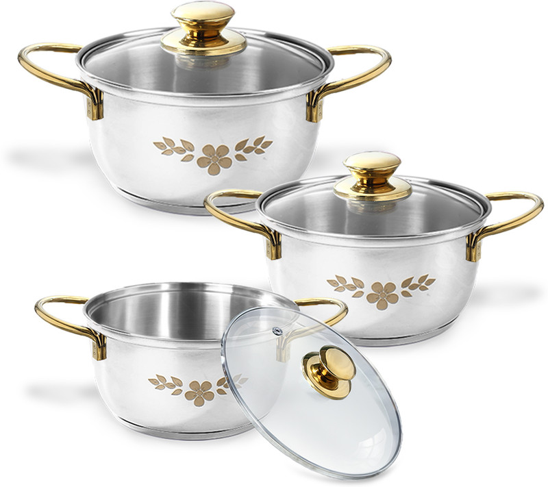 WONDERCHEF Gold Stanton Pack of 3 Cook and Serve Casserole Set(3100 ml, 2300 ml, 1600 ml)