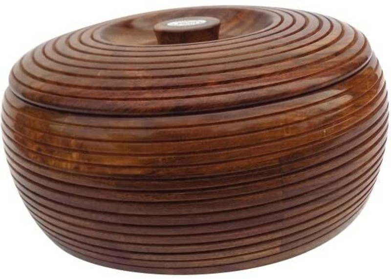 ViaZAID Wooden Casserole Chapati RotiBox Serving Sheesham HotPot with Lid StainlessSteel Serve Casserole(1500 ml)