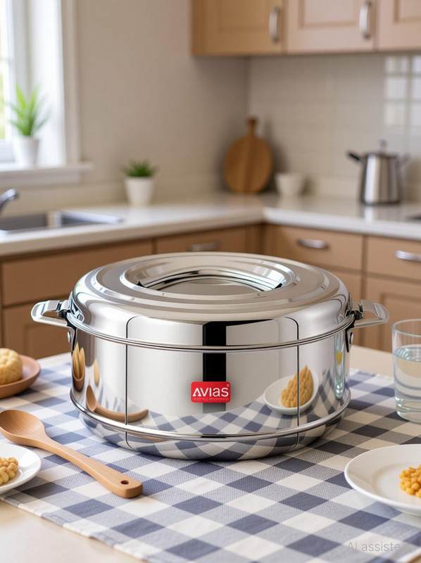 AVIAS Astra Double Wall Insulated Stainless Steel Casserole Hot Box with Lid 1500 ML Serve Casserole(1500 ml)