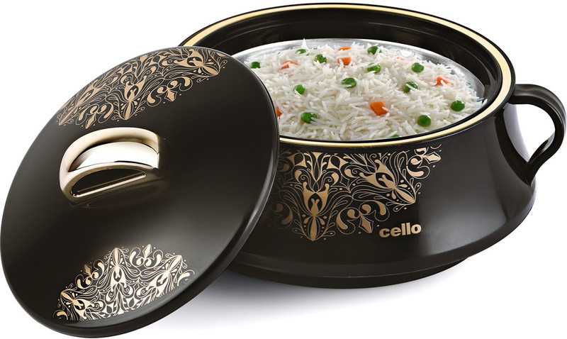 cello Midas Inner Steel and Outer Plastic Insulated Casserole | Hot Pot | Black Serve Casserole(1500 ml)