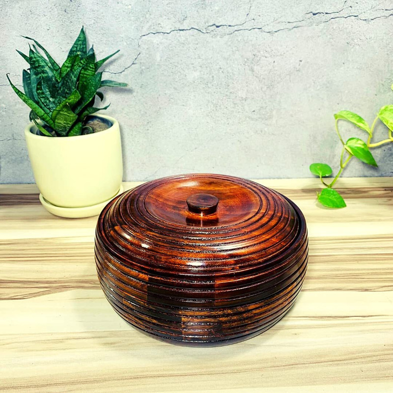 Cosyfeel Sheesham wood roti box for Home Cook and Serve Casserole(1000 ml)