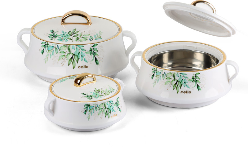 cello Jewel Pack of 3 Thermoware Casserole Set(500 ml, 1000 ml, 1500 ml)