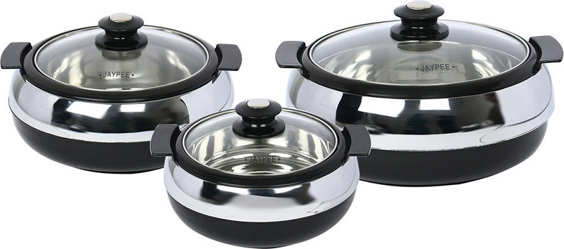 JAYPEE Glasserol Set Pack of 3 Thermoware Casserole Set(1700 ml, 1200 ml, 800 ml)