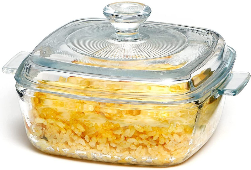 MMTSWorld Square Glass Casserole With Lid - Multiple Uses for Baking, Serving, Storing Cook and Serve Casserole(1000 ml)