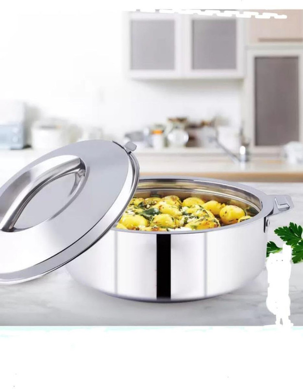 Balaji StainlessSteel Casserole, 2500 ml Double Walled Cook and Serve Casserole Thermoware Casserole(2500 ml)