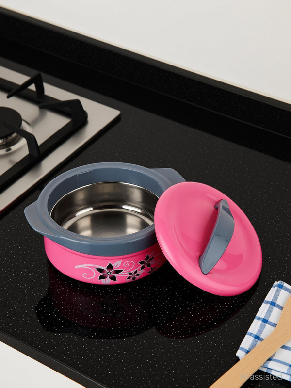 UNICEPT Inner Insulated Casserole Hot Pot for Roti/Chapati Hot Box Chapati Box/Casserole 1500ml(PACK OF 1-Pink) Thermoware Casserole(1500 ml)