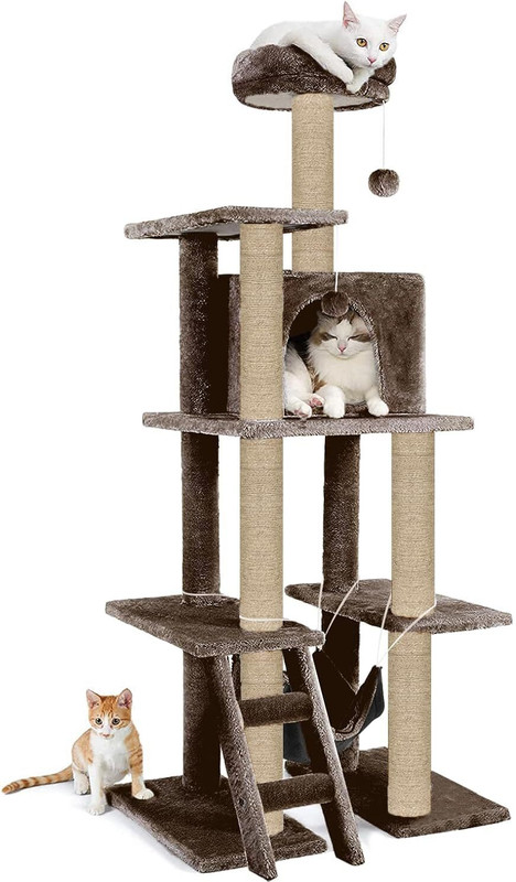 FURRLOVERS Multi-Storey Fur Fabric Kitten Cat Tree Free Standing Cat Tree