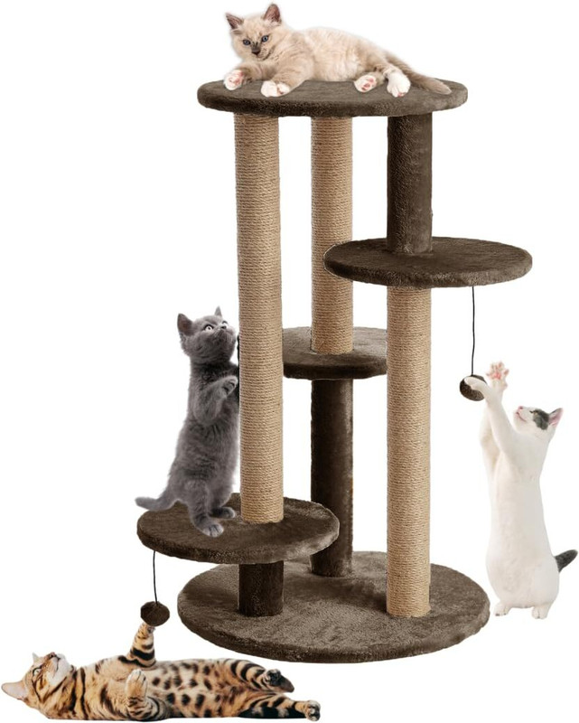 FURRLOVERS Multi-Level With Scratching Posts and Platforms (11 - Brown) Free Standing Cat Tree