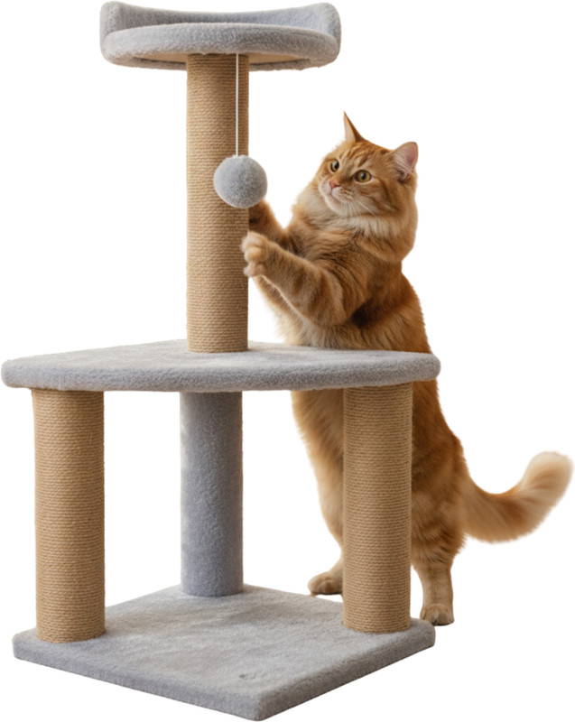 FURRLOVERS Soft Fur Activity Cat Tree-25(Grey) Free Standing Cat Tree