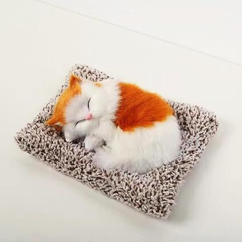 DVIMART Adorable Sleeping Cat Plush Toy with Soft Fur and Press-to-Sound Feature Free Standing Cat Tree