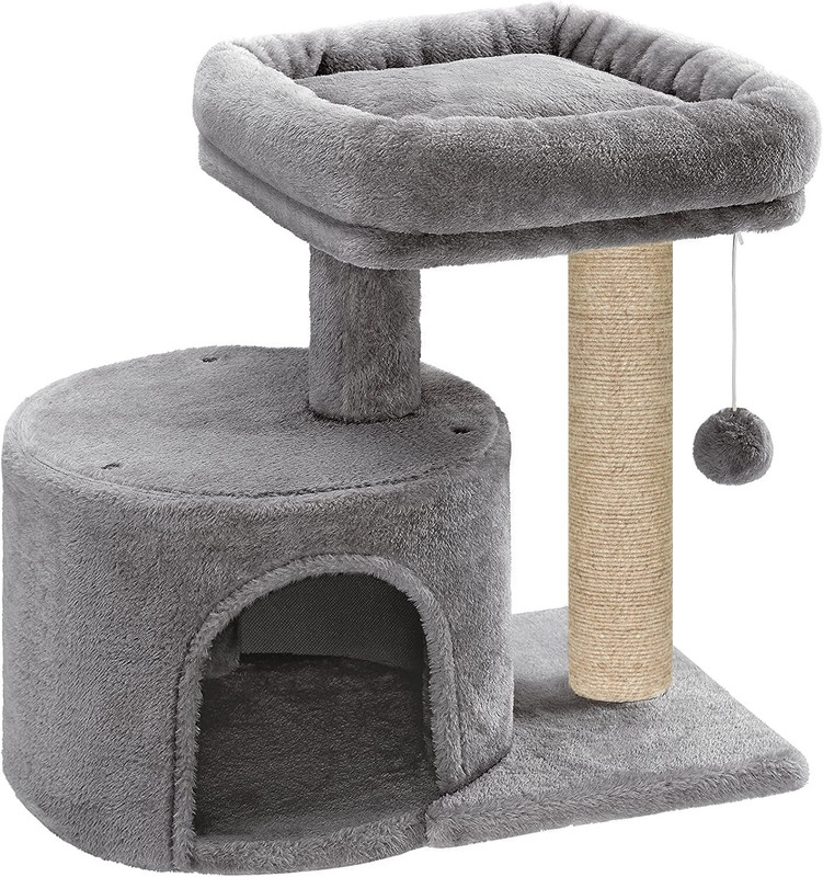 FURRLOVERS Tower with Scratching Post, Condo and Toy Ball(16-GR) Free Standing Cat Tree