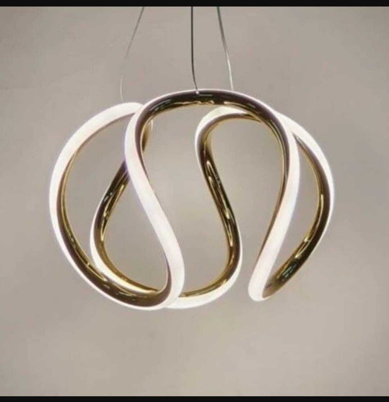 Shri Mahal Antiques Hanging Lamp 3 in 1 Light Modes (Wh/WW/NW) Profile Housing Metal Body SS 1 Pendant Lamp Ceiling Lamp(Gold)