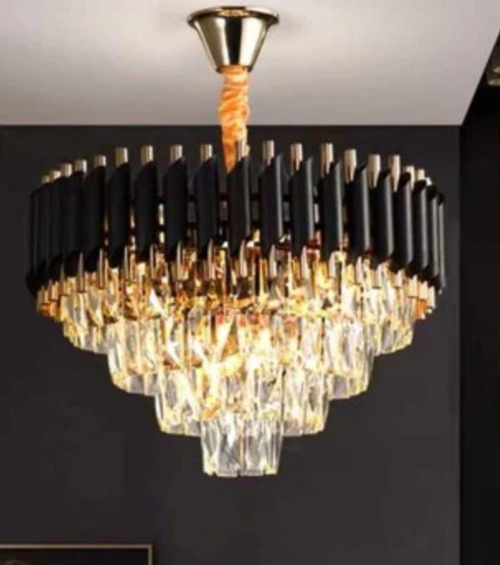 Shri Mahal Antiques Crystal Big Size Jhhomar Lamp Ceiling Light For Living Room/Hall/Bed Room etc. Chandelier Ceiling Lamp(Gold, Clear)