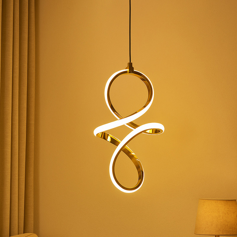 Sinoman Modern Infinity Loop LED Wall Light Luxury Gold Finish Acrylic Wall Lamp Pendant Lamp Ceiling Lamp(Gold)