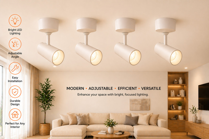 Hybrix LED Wall/Ceiling Adjustable Spot Light (10 Watt) Focus Down Light, WARM WHITE, 4 Spot Light Ceiling Lamp(White)