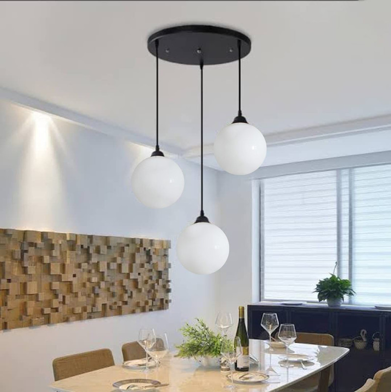 Brightlyt Milky Globe Shade Ceiling Chandelier (Jhumar) Hanging Ceiling Light Ceiling Lamp(White, Black)