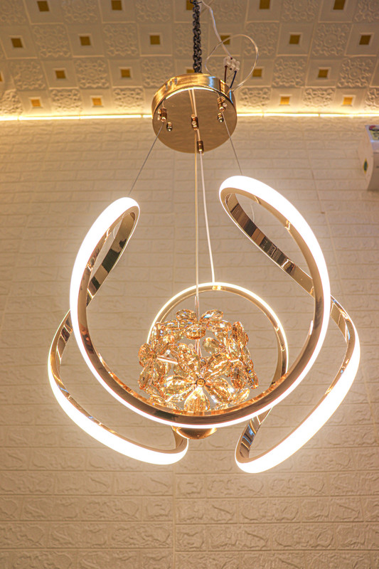 Swanart Modern LED Chandelier with Crystal Accent | Ceiling Light for Home Pendant Lamp Ceiling Lamp(Multicolor)