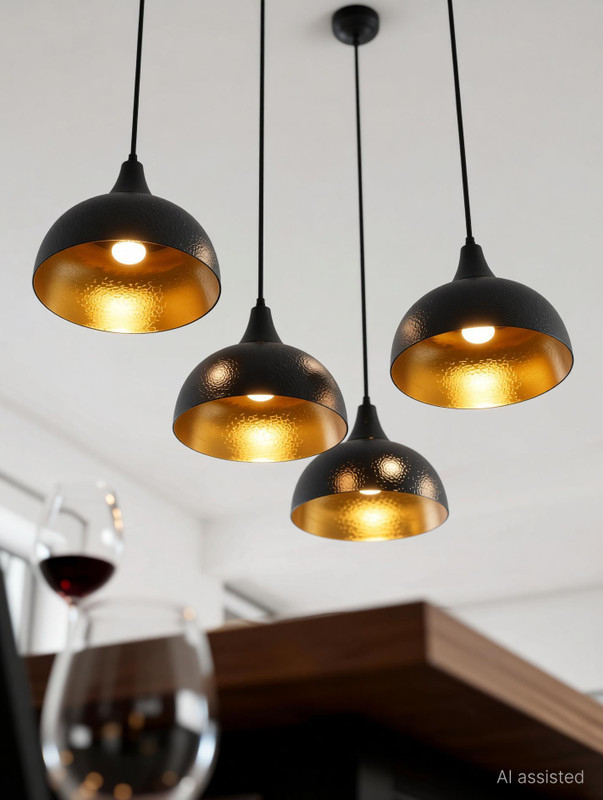 HomesElite Hanging Lights for Dining Table Ceiling Pendant Lamp Scones Cluster Chandelier Ceiling Lamp(Black)