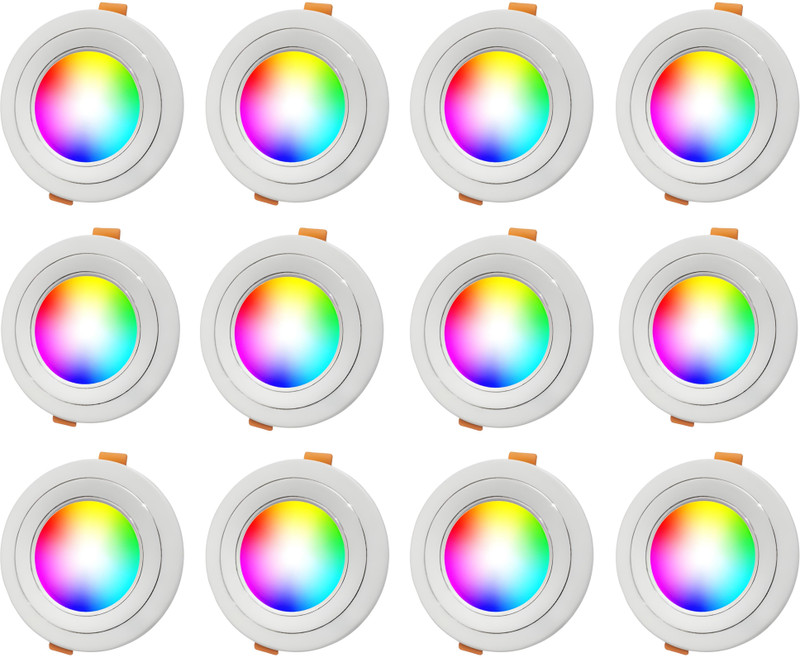 MVL 9W 7-in-1 Roun LED Conceal Panel Down Light Colour Changing Light (Red/Blue/Pink/Green/Yellow/Sky-blue/White, Pack of 4) Ceiling Light Ceiling Lamp(Multicolor)