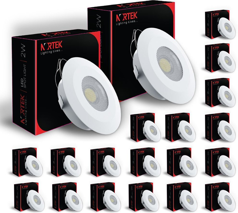Nortek Shaya 2W Led Focus Light indoor | Spot Light For Home Decor | Warm White - 15pc Recessed Ceiling Light Ceiling Lamp(White)