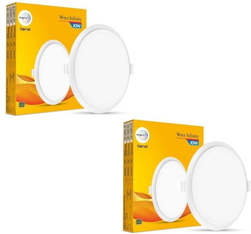 Wipro Garnet 10W Round LED Wave Infinity Panel Warm White (2700K) Pack of 2 Ceiling Light Ceiling Lamp(Yellow)