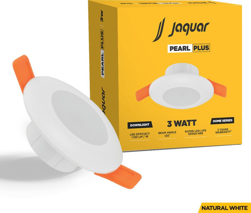Jaquar 3W Pearl Plus Round Downlight -Natural White (Pack of 1) Ceiling Light Ceiling Lamp(White)