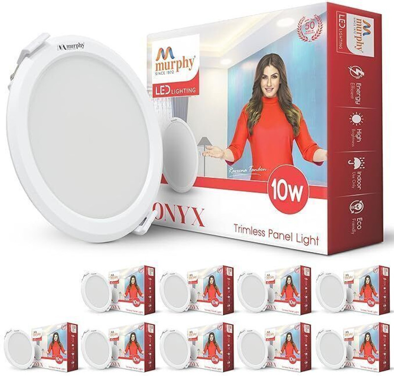 MURPHY Trimless Round LED Panel Light15W Cool WhitePack of 8 Recessed Ceiling Light Ceiling Lamp(White)