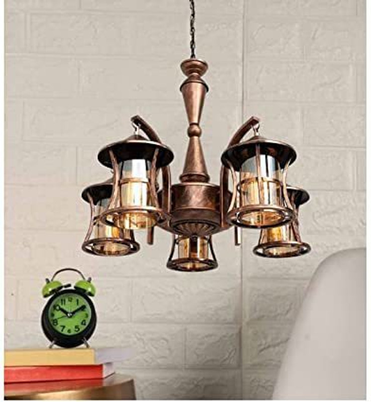 CARSTEN CARS-0099 5 LIGHT CHANDELIER /Jhoomer/Ceiling Light for Home Décor Chandelier Ceiling Lamp(Brown)