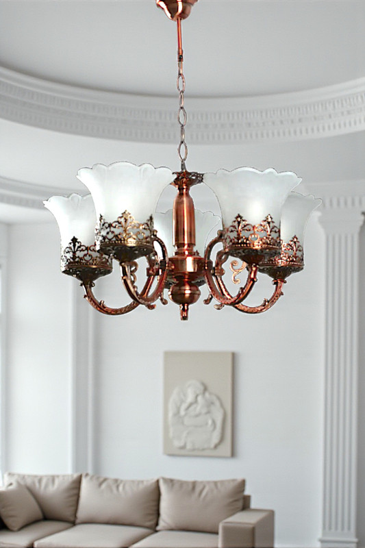Prop It Up Prop It Up copper finish round shape ceiling aluminium casted pendant lamp Chandelier Ceiling Lamp(Yellow)