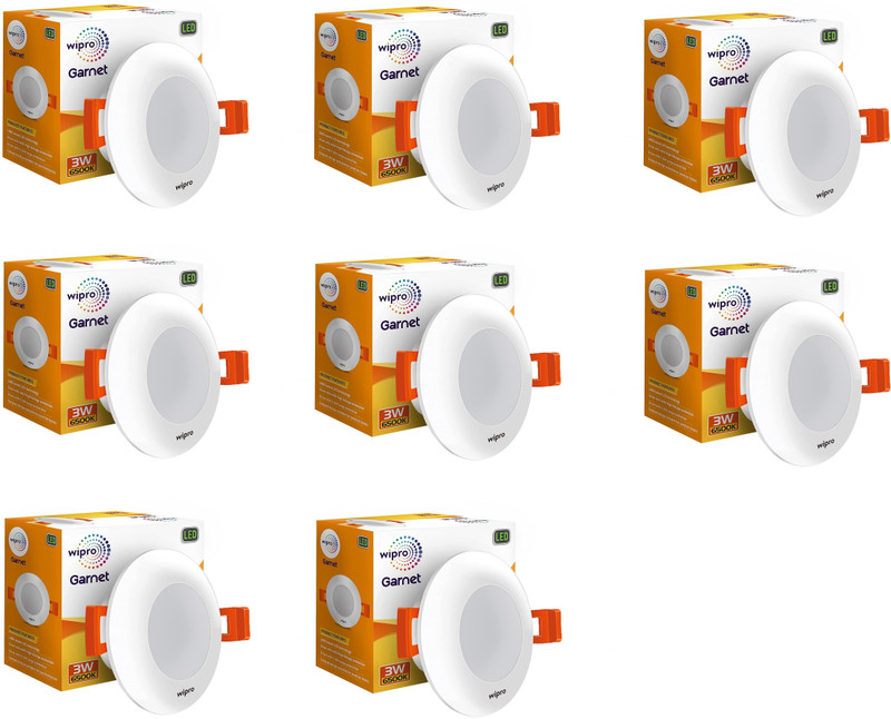 Wipro Garnet 3W LED Mini Downlighter ,Pack of 6 Recessed Ceiling Light Ceiling Lamp(White)