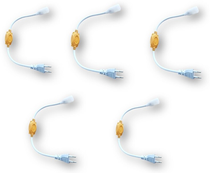 OTSLights OTS LIGHTS 220V AC Pin Connector/Adapter/Cable for Rope Light (Pack of 5) Ceiling Light Ceiling Lamp(White)
