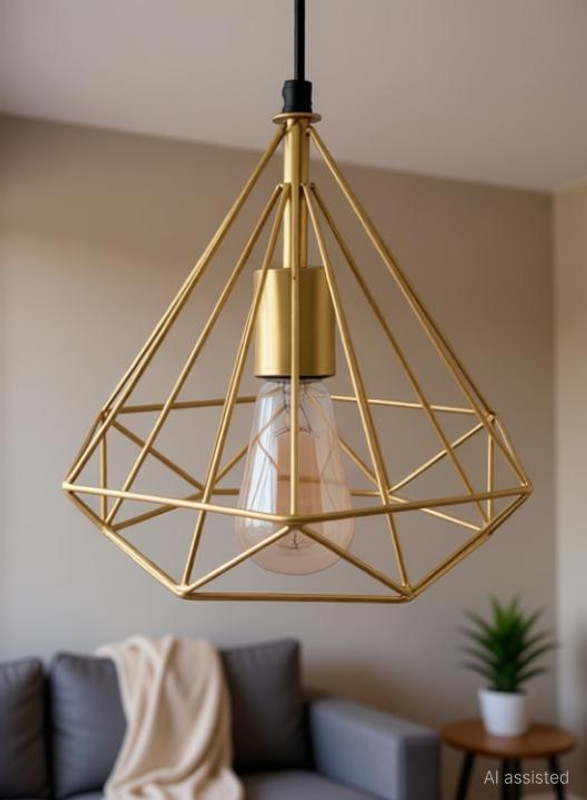HomesElite Diamond Shape Hanging Cluster Pendant Ceiling Light for Room Decorative Lamp,Living Room,Bedroom,Hall Balcony Gold Color (Bulb Not Included) Chandelier Ceiling Lamp(Gold)